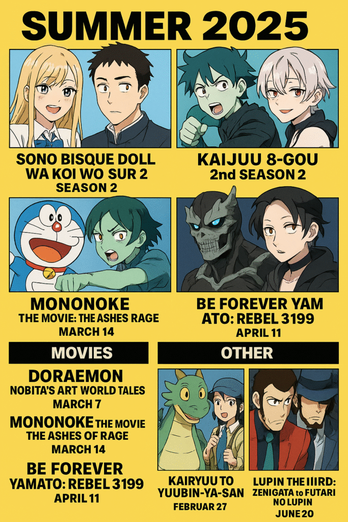 Summer 2025 New Anime Releases: Series, Movies, and Anticipated Titles